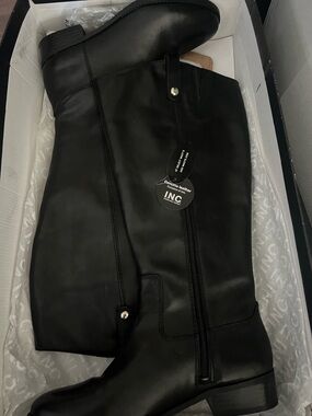 INC International Concepts Black Over-the-Knee Leather Boots